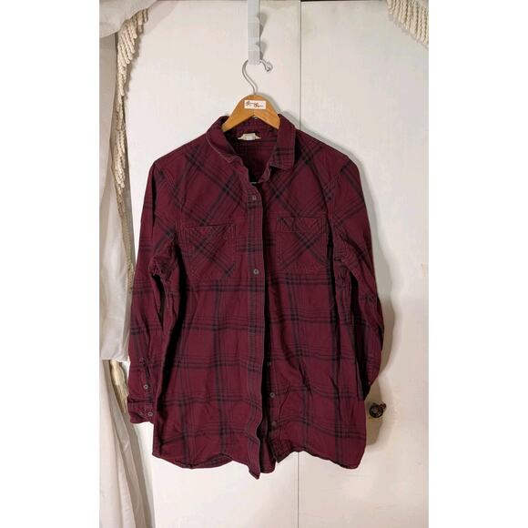 Duluth Trading Co. Tops - Duluth Trading Co Free Swingin Flannel Shirt Womens Large Red Plaid Button Down